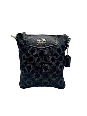 Coach Black Fabric Monogram North And South Crossbody Bag 44394